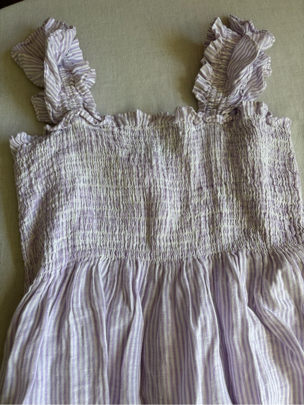 Hill House Home The Goldie Nap Dress Purple Gingham 100% Linen Midi Size M - Picture 5 of 9